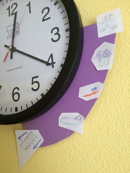 Kid's Clock Trick: Align the activities that need to be accomplished in a specific time, with a visual time indicator on the clock!