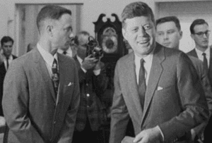 Forrest Gump inserted into a scene with John F. Kennedy
